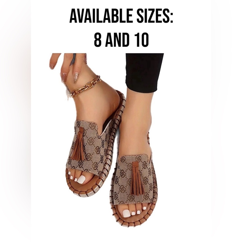 Rose Pattern Flat Slides - Picture 1 of 5